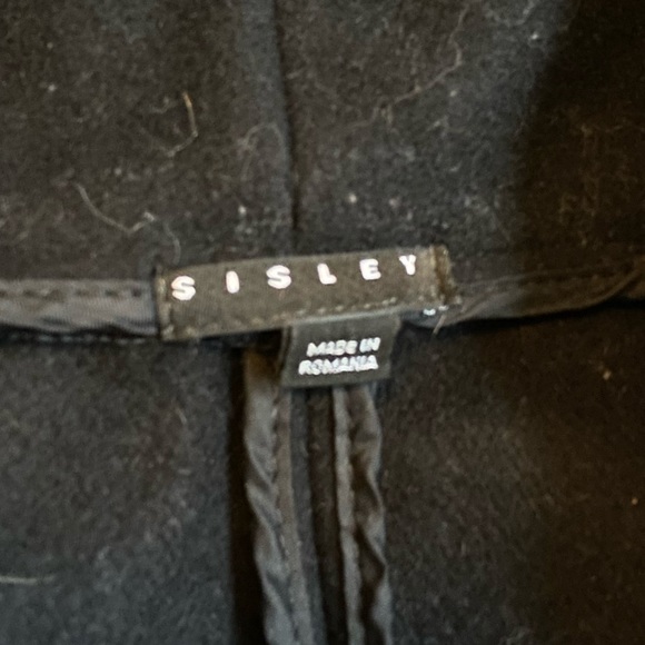Thick wool black Sisley coat - Picture 3 of 3